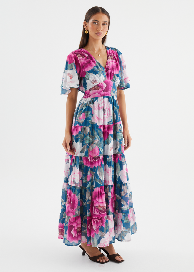 Eleisha Maxi Dress - Teal Peony