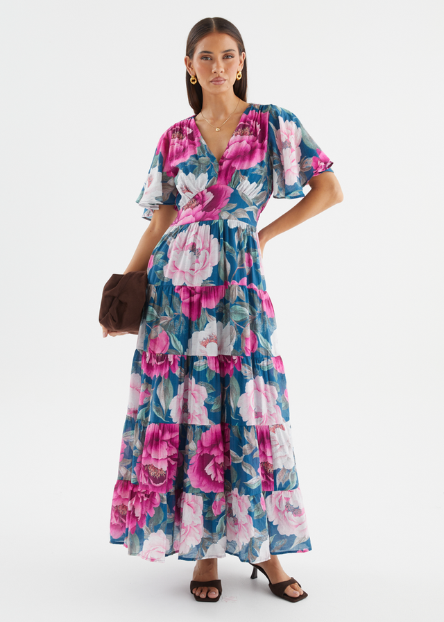 Eleisha Maxi Dress - Teal Peony