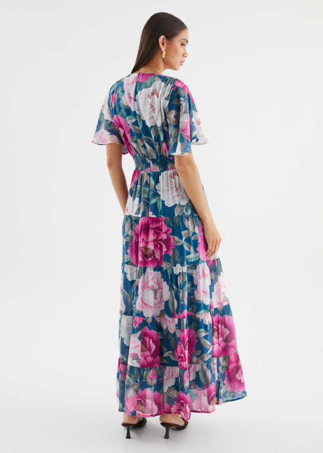 Eleisha Maxi Dress - Teal Peony