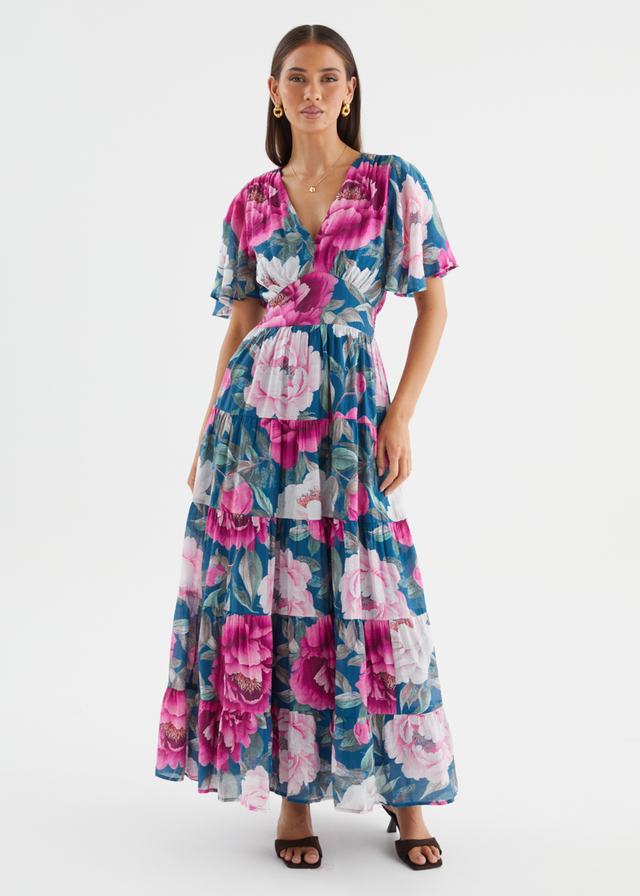 Eleisha Maxi Dress - Teal Peony