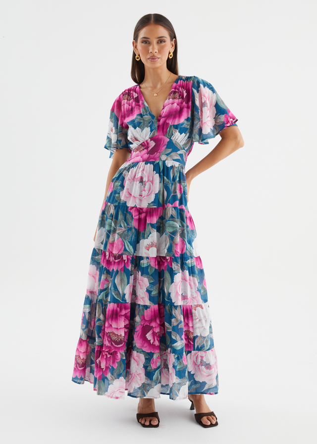 Eleisha Maxi Dress - Teal Peony