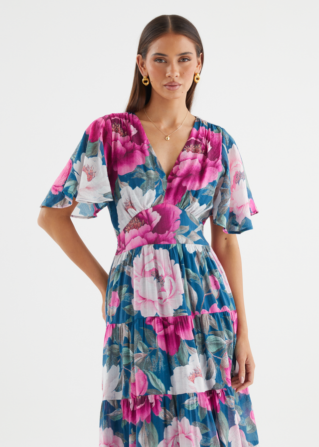 Eleisha Maxi Dress - Teal Peony