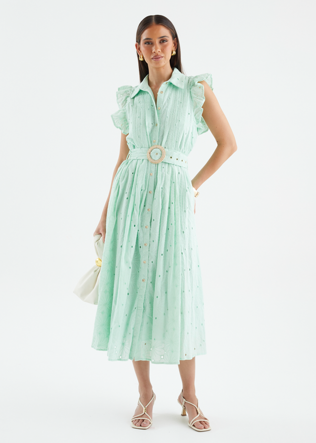 Massey Midi Dress - Pastel Green Gingham & Heels Massey Midi Dress - Pastel Green Gingham & Heels