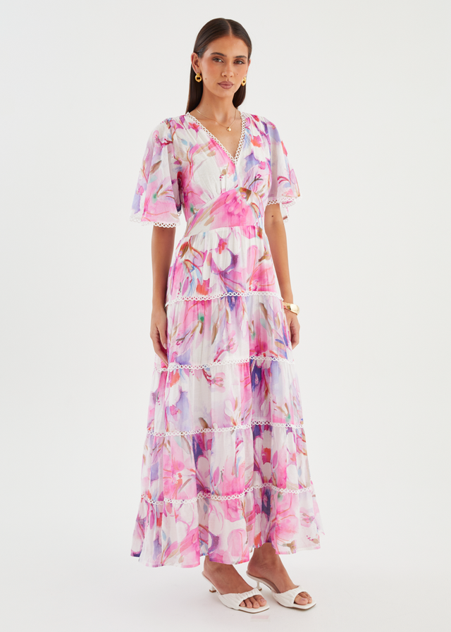 Pink Floral Maxi Dresses Gingham & Heels Pink Floral Maxi Dresses Gingham & Heels