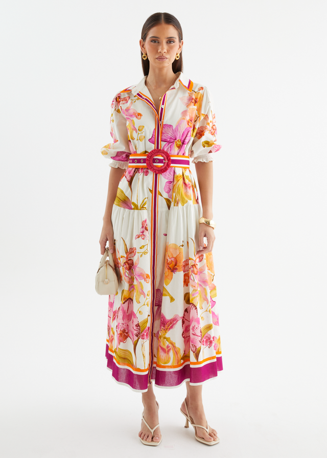 Pabla Maxi Dress - Fuchsia Orchids