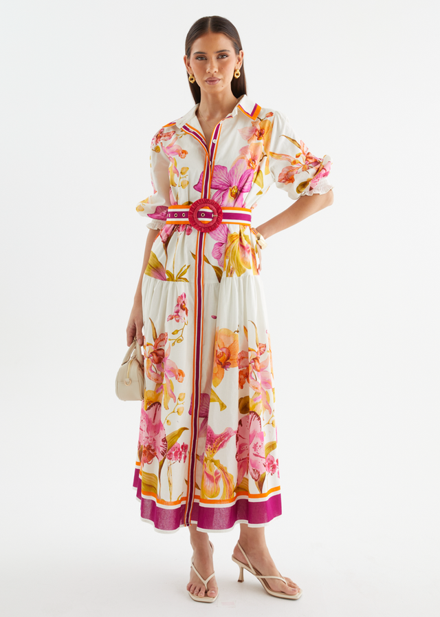 Pabla Maxi Dress - Fuchsia Orchids