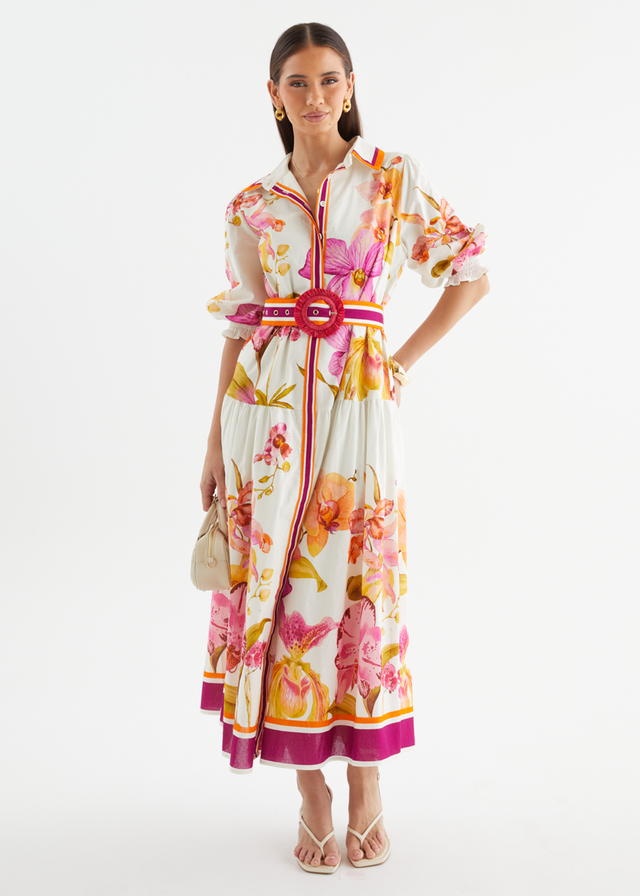 Pabla Maxi Dress - Fuchsia Orchids