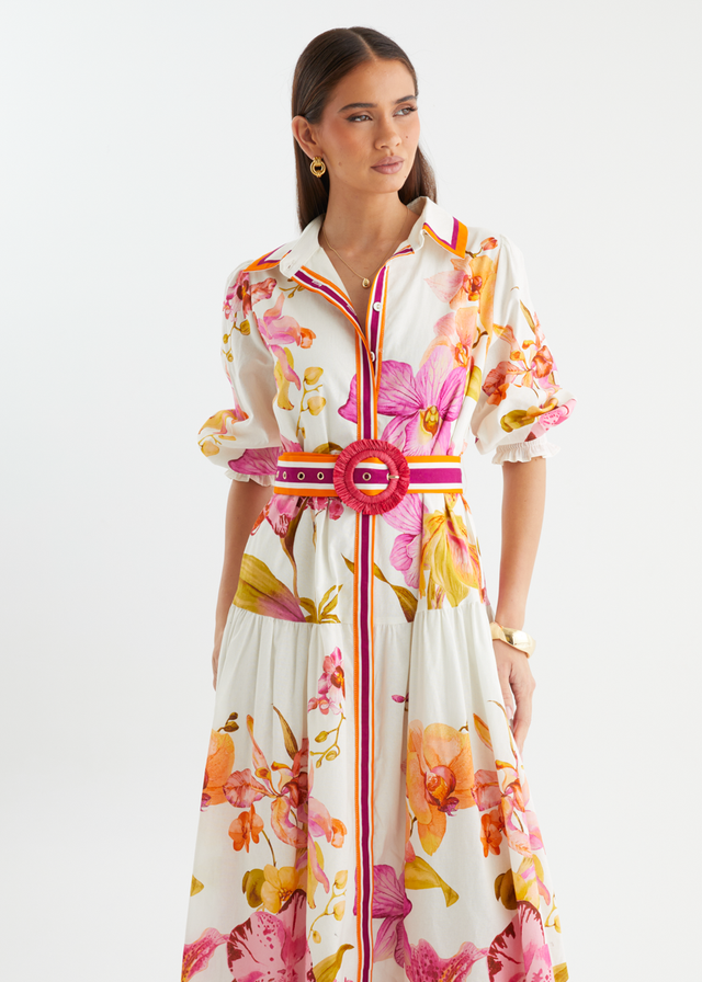 Pabla Maxi Dress - Fuchsia Orchids