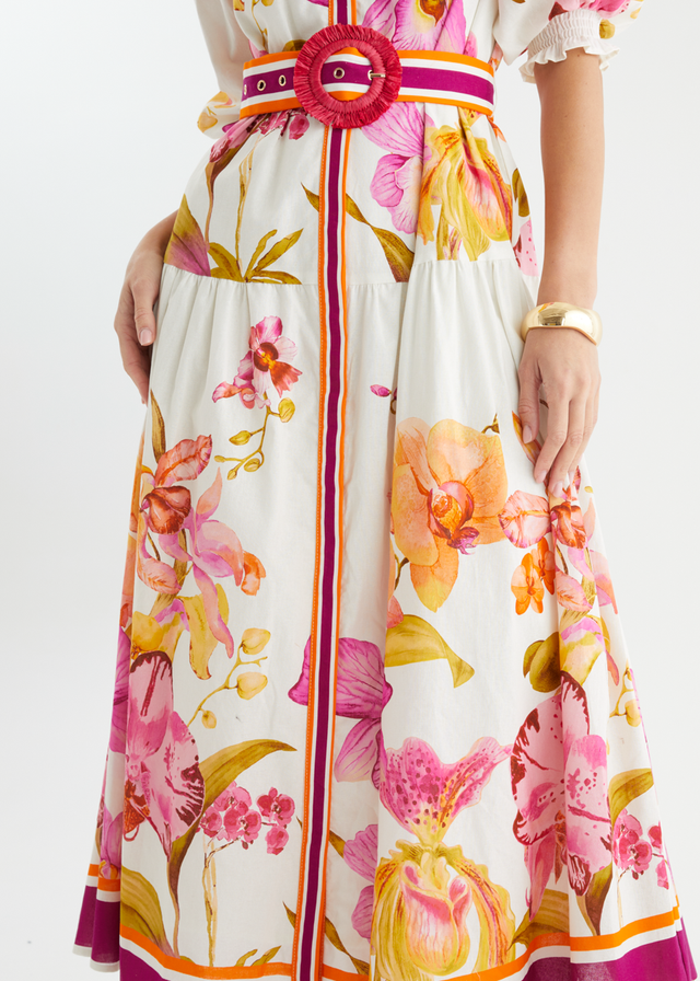 Pabla Maxi Dress - Fuchsia Orchids