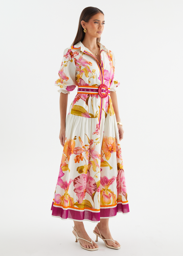 Pabla Maxi Dress - Fuchsia Orchids
