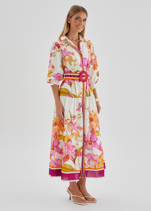 Pabla Maxi Dress - Fuchsia Orchids