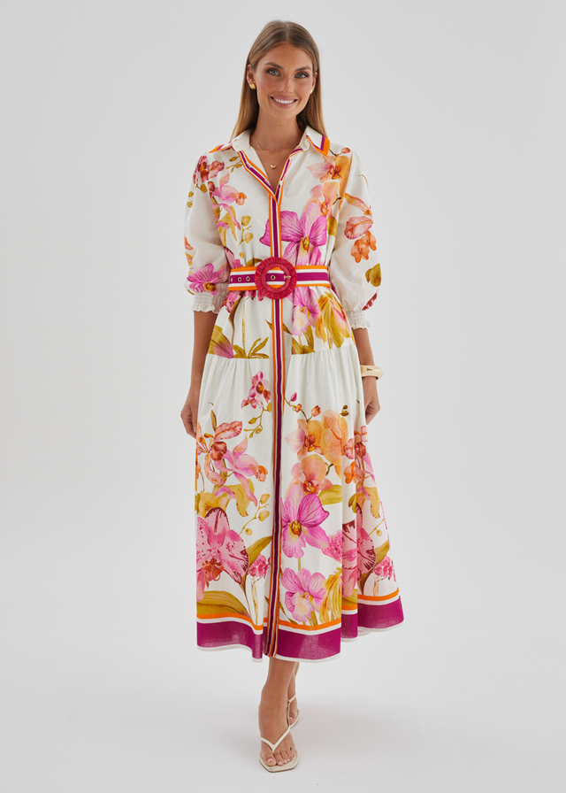 Pabla Maxi Dress - Fuchsia Orchids