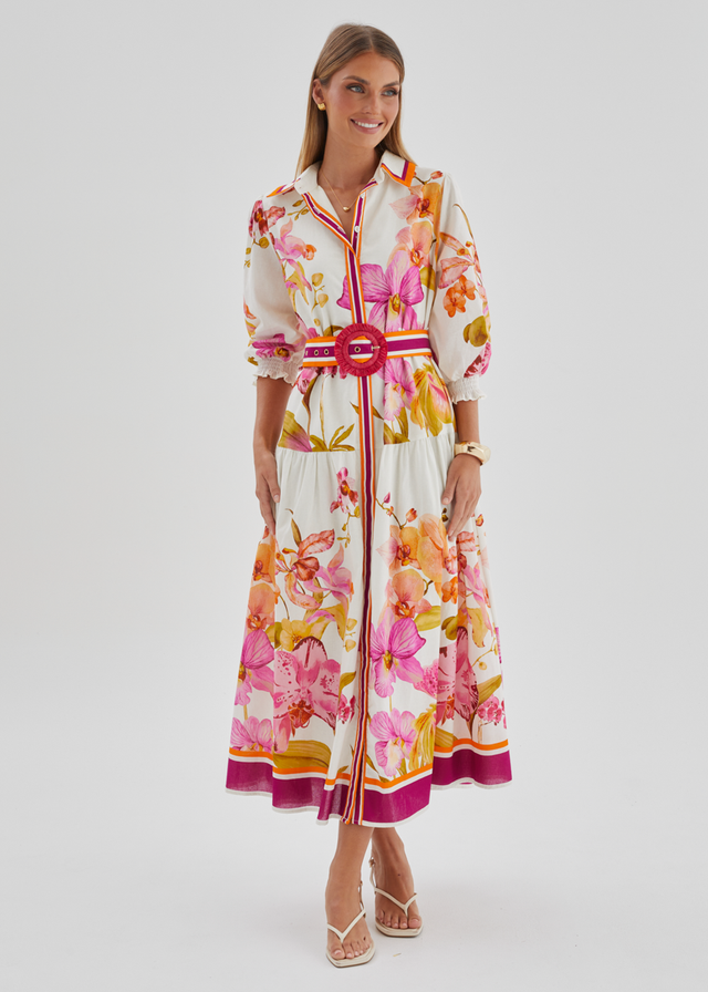 Pabla Maxi Dress - Fuchsia Orchids