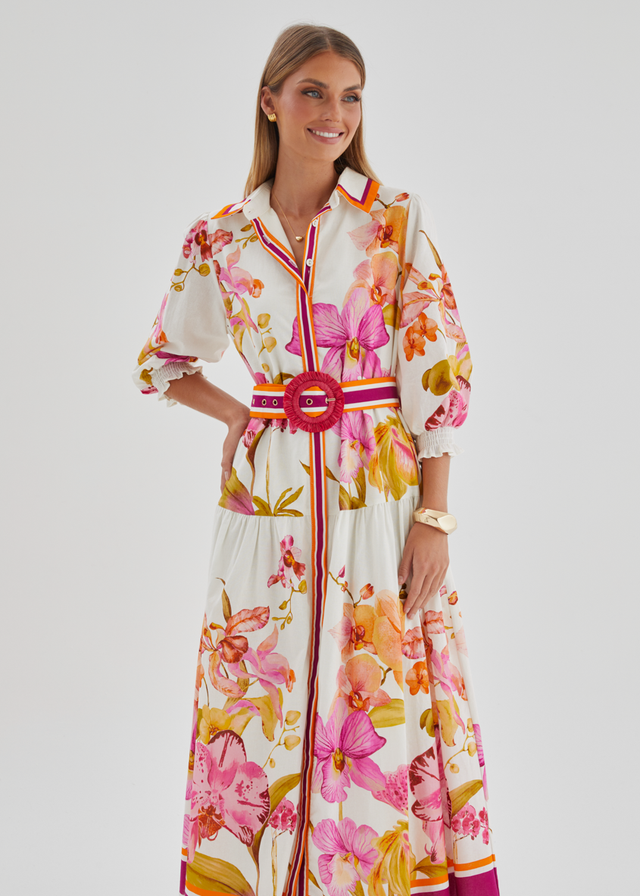 Pabla Maxi Dress - Fuchsia Orchids