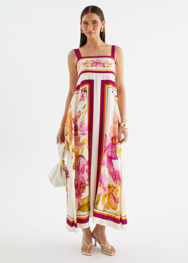 Priscilla Maxi Dress - Fuchsia Orchids