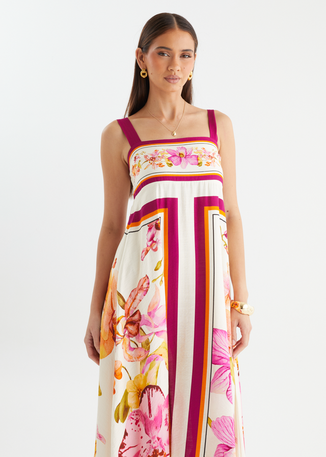 Priscilla Maxi Dress - Fuchsia Orchids
