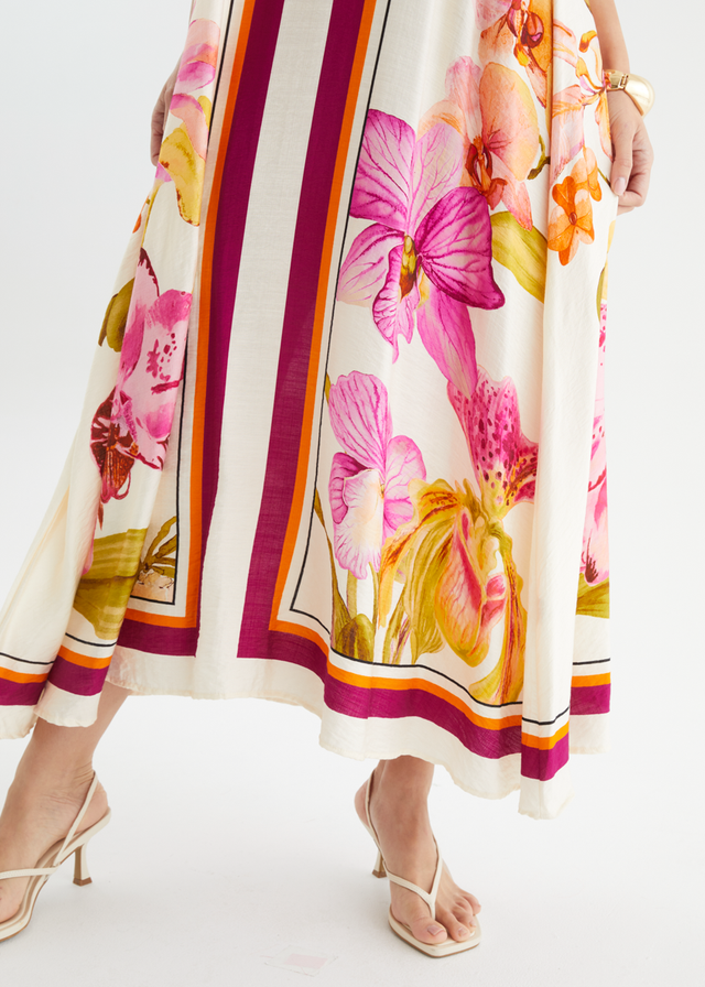 Priscilla Maxi Dress - Fuchsia Orchids
