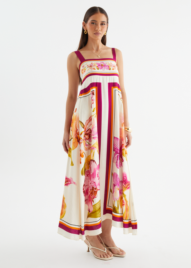 Priscilla Maxi Dress - Fuchsia Orchids