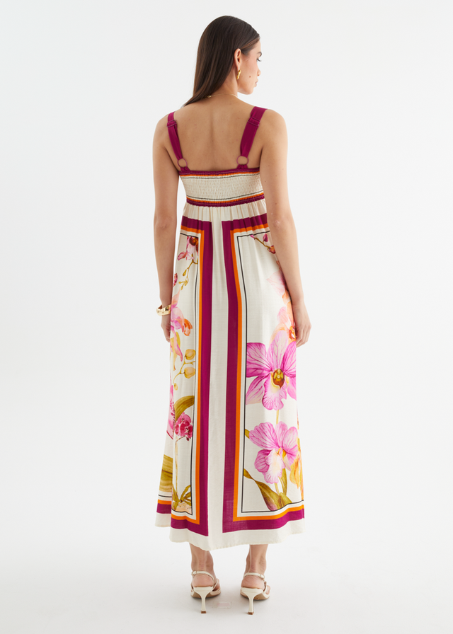 Priscilla Maxi Dress - Fuchsia Orchids