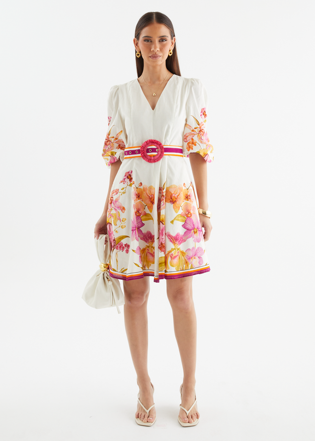 Panama Dress - Fuchsia Orchids