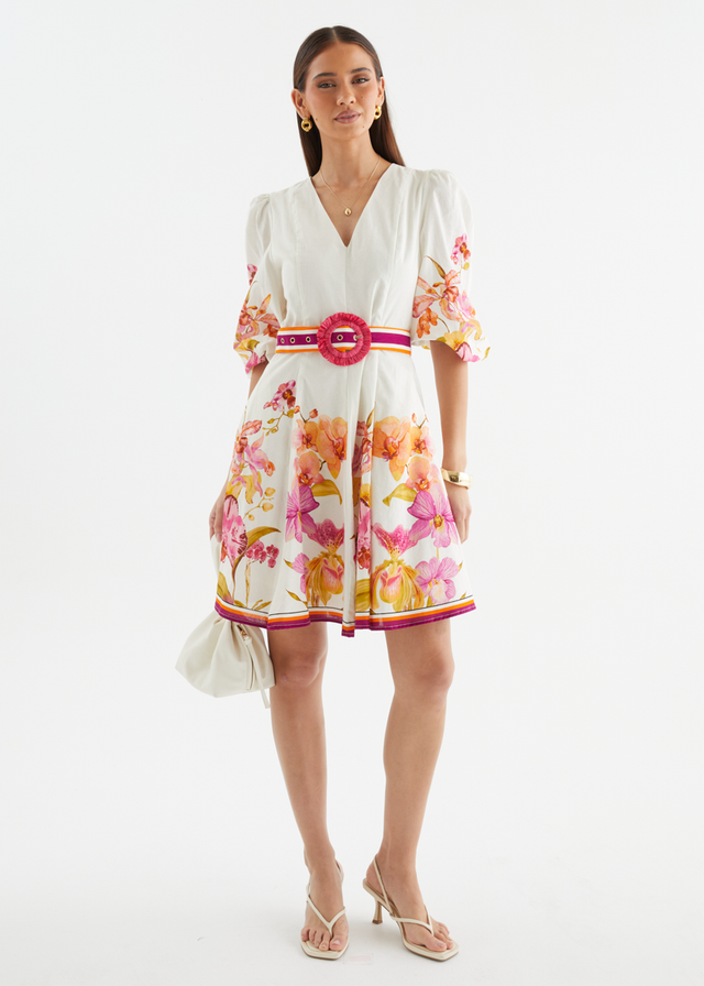 Panama Dress - Fuchsia Orchids