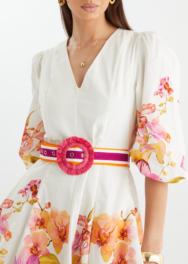 Panama Dress - Fuchsia Orchids