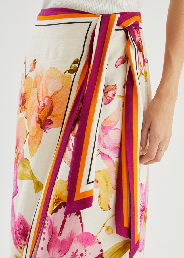 Pamalee Midi Skirt - Fuchsia Orchids