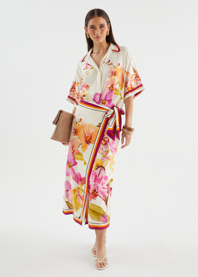 Pamalee Midi Skirt - Fuchsia Orchids