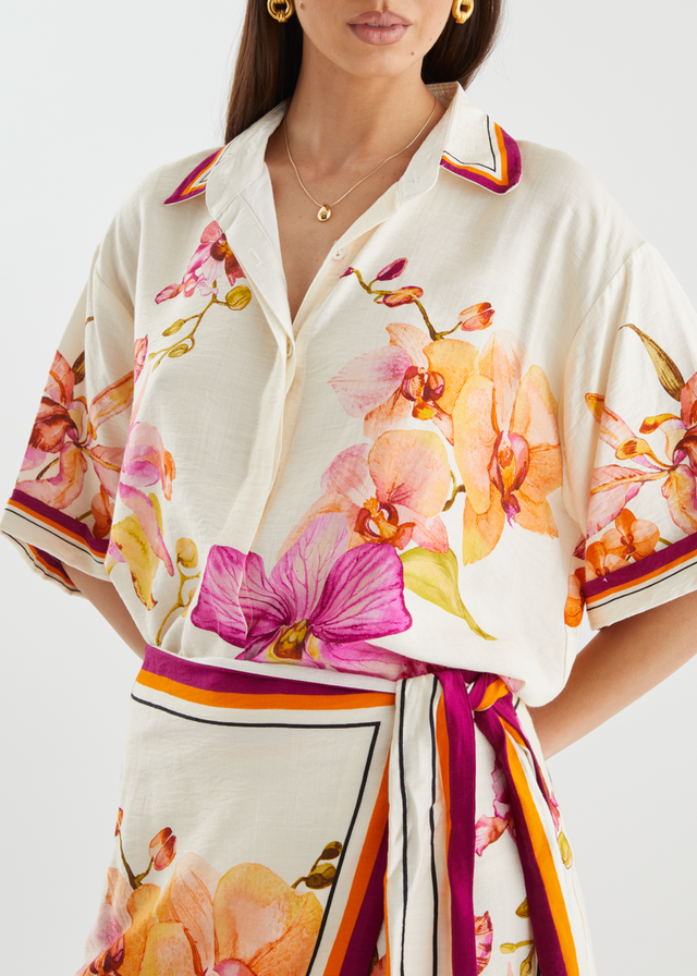 Pamalee Blouse - Fuchsia Orchids