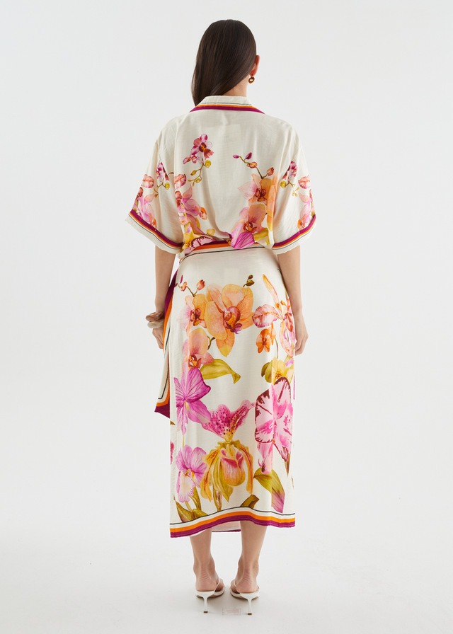 Pamalee Midi Skirt - Fuchsia Orchids