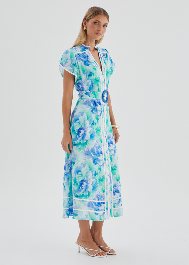 Dafina Maxi Dress - Aqua Floral