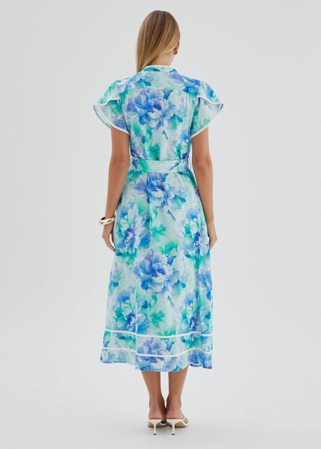 Dafina Maxi Dress - Aqua Floral