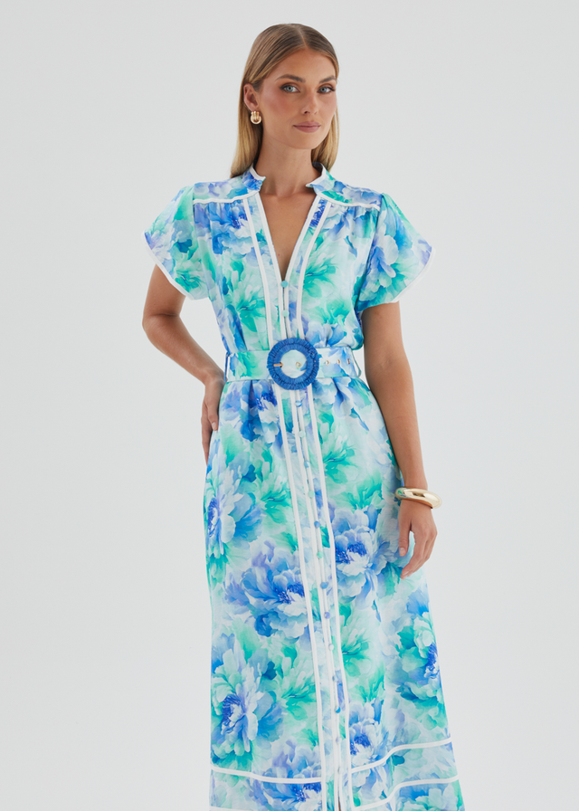 Dafina Maxi Dress - Aqua Floral