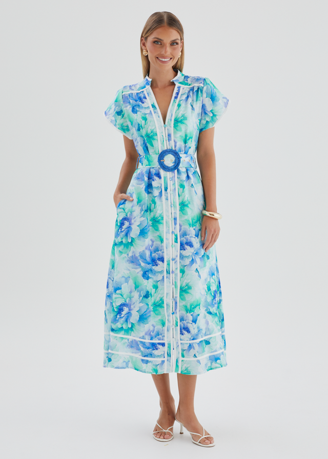 Dafina Maxi Dress - Aqua Floral