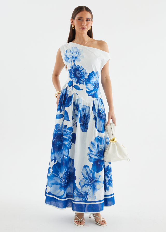 Deon Drop Shoulder Maxi Dress - Cobalt Dahlia