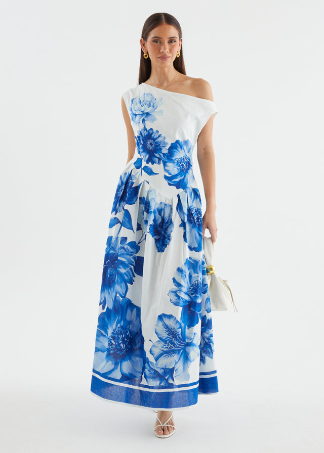 Deon Drop Shoulder Maxi Dress - Cobalt Dahlia