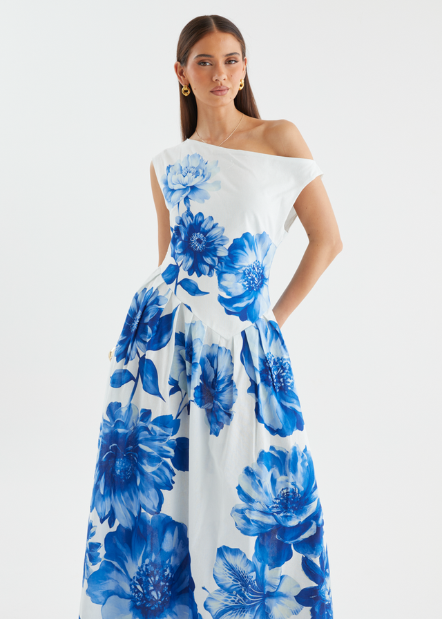 Deon Drop Shoulder Maxi Dress - Cobalt Dahlia