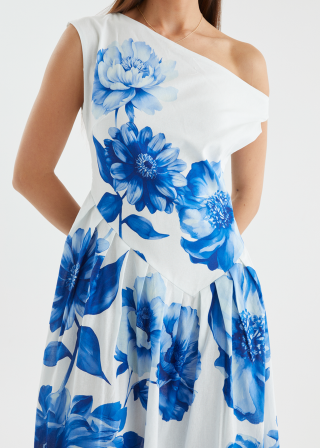 Deon Drop Shoulder Maxi Dress - Cobalt Dahlia