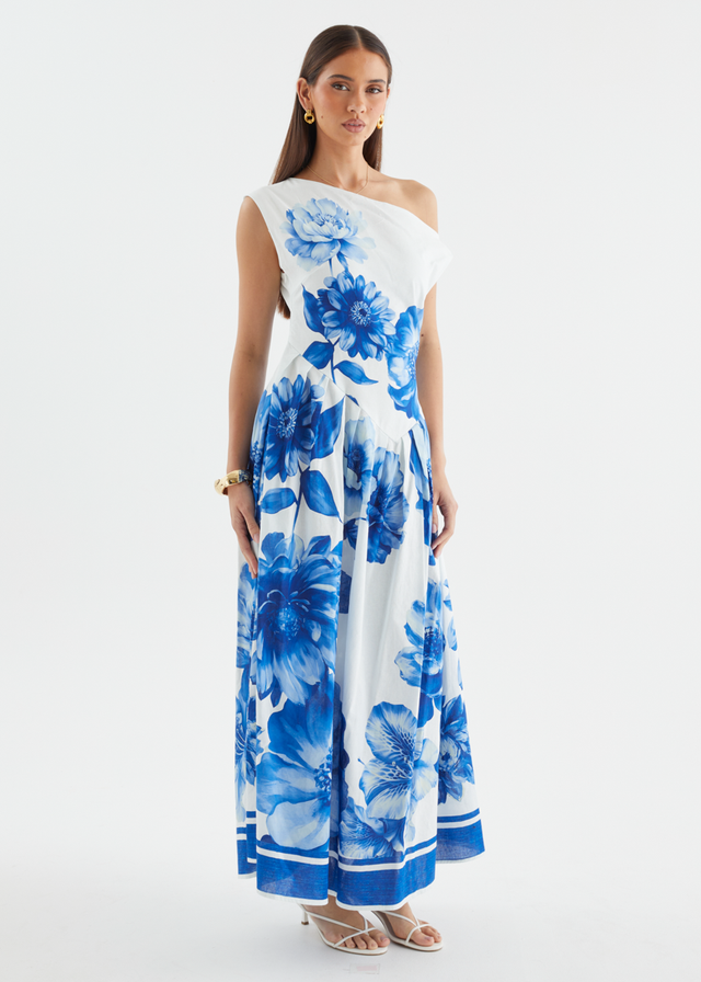 Deon Drop Shoulder Maxi Dress - Cobalt Dahlia