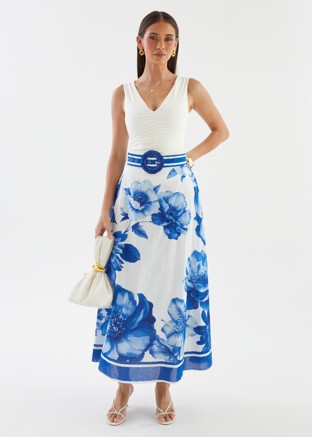 Dejana Maxi Skirt - Cobalt Dahlia