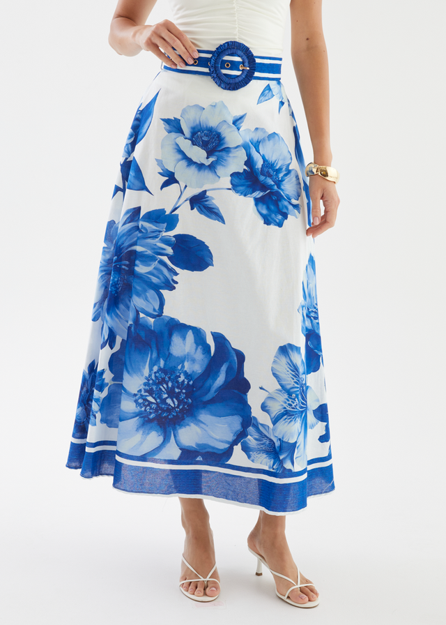 Dejana Maxi Skirt - Cobalt Dahlia