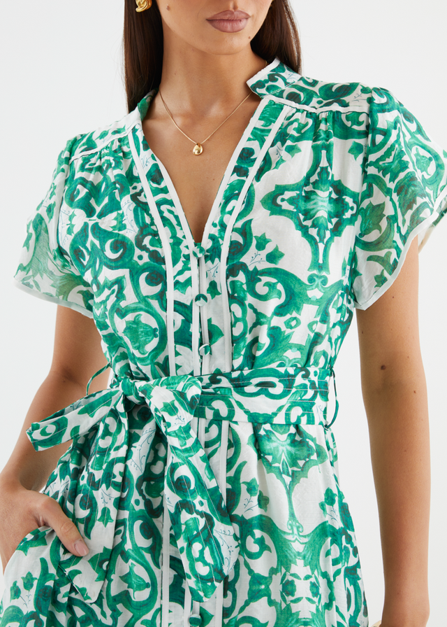 Avalon Maxi Dress - Emerald Geo