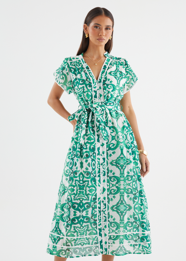 Avalon Maxi Dress - Emerald Geo