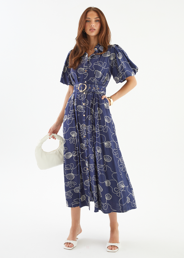 Antonina Maxi Dress - Navy Abstract