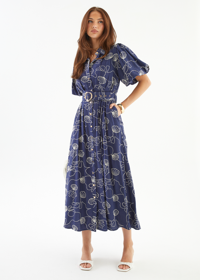 Antonina Maxi Dress - Navy Abstract