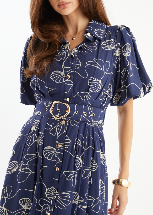 Antonina Maxi Dress - Navy Abstract