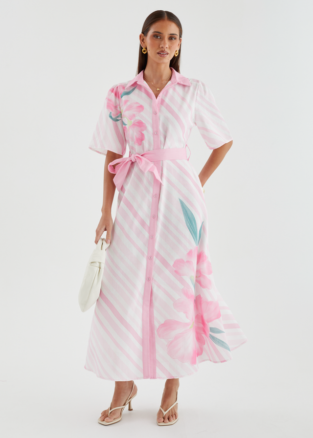 Debbi Maxi Dress - Pink Stripe
