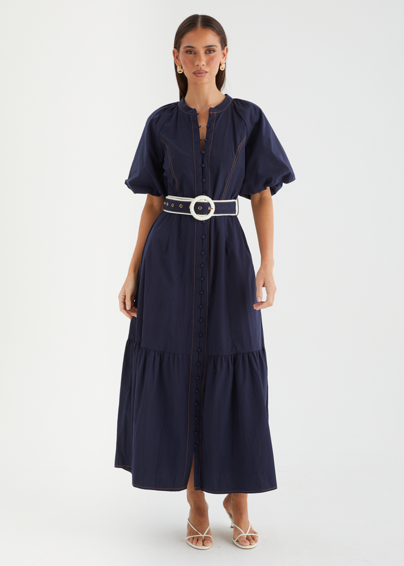 white and blue graduation dress French Blue Puff Square Neck Sleeve Mini Dress main image 1
