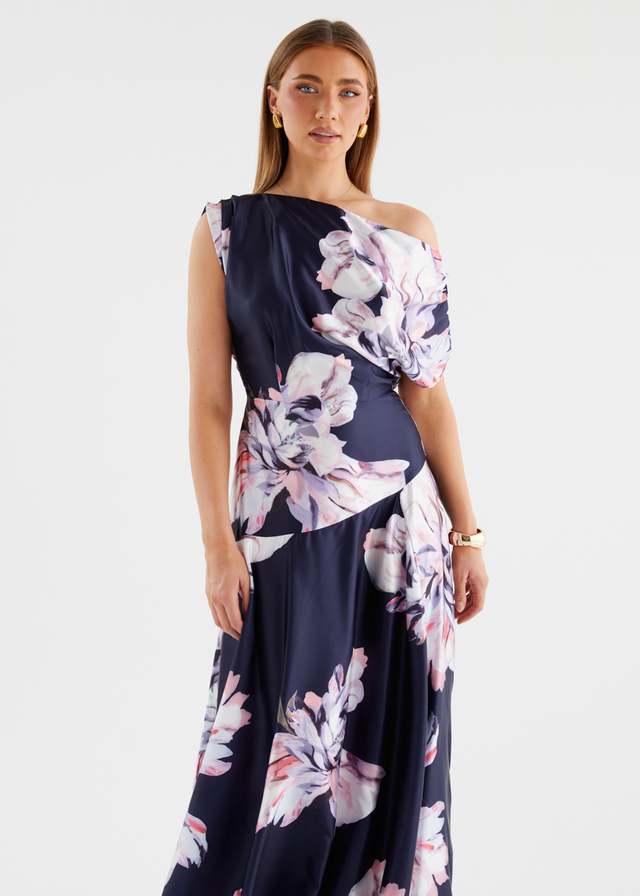 Anina Drop Shoulder Maxi Dress - Navy Blossom