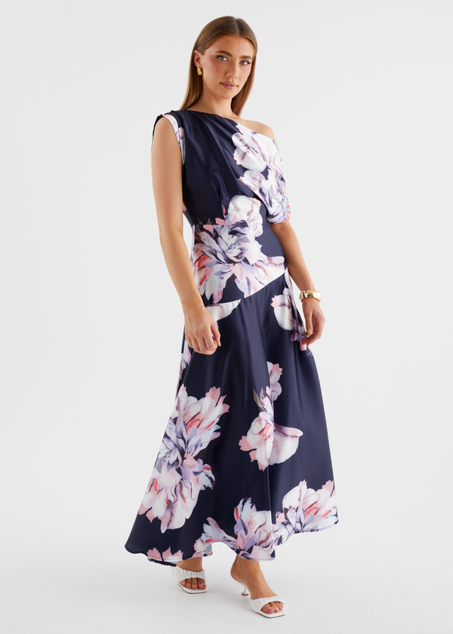 Anina Drop Shoulder Maxi Dress - Navy Blossom